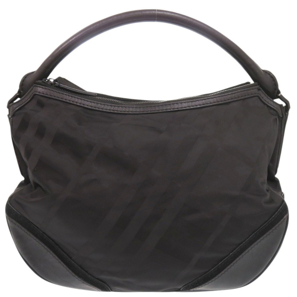 Burberry Check Pattern Nylon Leather Black One-Shoulder Bag 0643BURBERRY